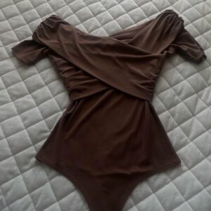 Windsor brown off the shoulder bodysuit